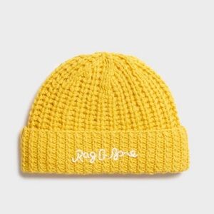 Rag and Bone yellow hand knit beanie